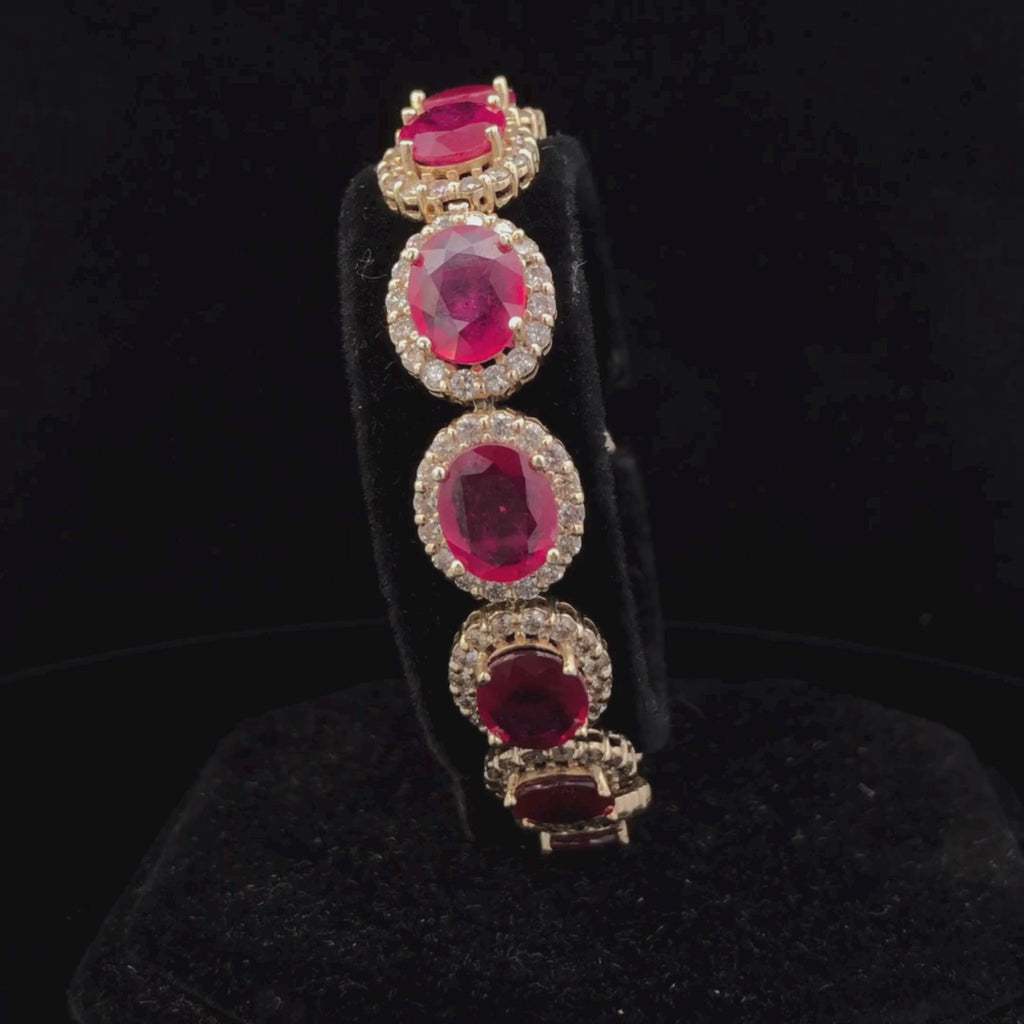 Erzulienne Natural Red Ruby Halo Link Bracelet